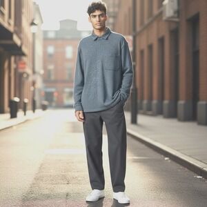 Orvis Mens XL Navy Knit Jacket Recycled Polyester 3 Pockets Full Snap Close